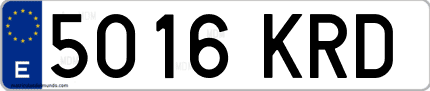 Ejemplo de matrícula de coche ordinaria 5016 KRD