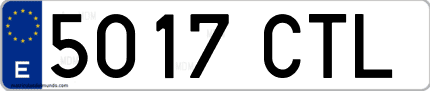 Ejemplo de matrícula de coche ordinaria 5017 CTL