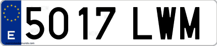 Ejemplo de matrícula de coche ordinaria 5017 LWM