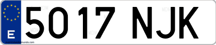 Ejemplo de matrícula de coche ordinaria 5017 NJK