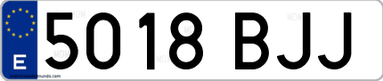Ejemplo de matrícula de coche ordinaria 5018 BJJ