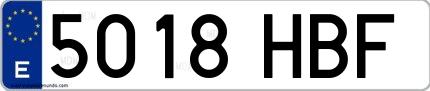 Ejemplo de matrícula española 5018 HBF