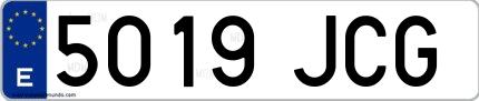 Ejemplo de matrícula española 5019 JCG