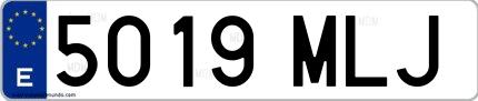 Ejemplo de matrícula española 5019 MLJ