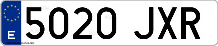 Ejemplo de matrícula de coche ordinaria 5020 JXR