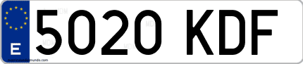 Ejemplo de matrícula de coche ordinaria 5020 KDF
