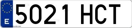 Ejemplo de matrícula española 5021 HCT