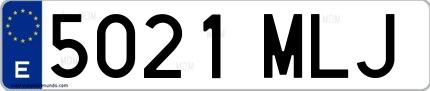 Ejemplo de matrícula española 5021 MLJ