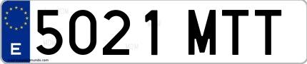 Ejemplo de matrícula española 5021 MTT