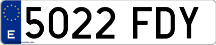 Ejemplo de matrícula de coche ordinaria 5022 FDY