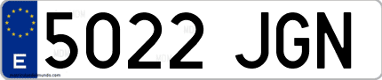 Ejemplo de matrícula de coche ordinaria 5022 JGN