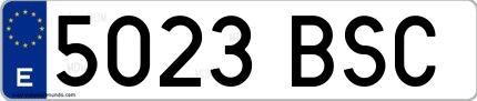 Ejemplo de matrícula española 5023 BSC