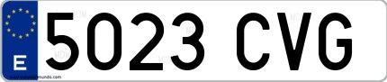 Ejemplo de matrícula española 5023 CVG