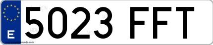 Ejemplo de matrícula española 5023 FFT
