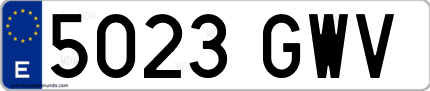 Ejemplo de matrícula de coche ordinaria 5023 GWV