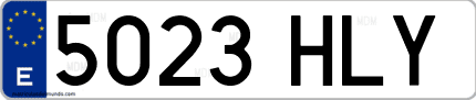 Ejemplo de matrícula de coche ordinaria 5023 HLY