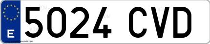 Ejemplo de matrícula española 5024 CVD