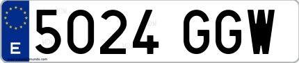 Ejemplo de matrícula española 5024 GGW