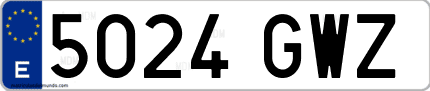 Ejemplo de matrícula de coche ordinaria 5024 GWZ