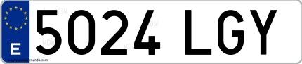 Ejemplo de matrícula española 5024 LGY