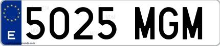 Ejemplo de matrícula española 5025 MGM