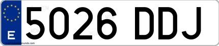 Ejemplo de matrícula española 5026 DDJ