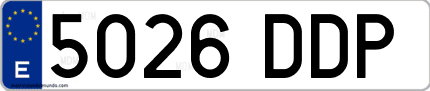 Ejemplo de matrícula de coche ordinaria 5026 DDP