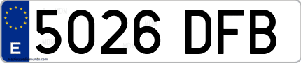Ejemplo de matrícula de coche ordinaria 5026 DFB