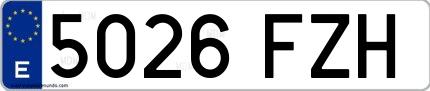 Ejemplo de matrícula española 5026 FZH