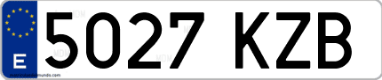 Ejemplo de matrícula de coche ordinaria 5027 KZB