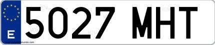 Ejemplo de matrícula española 5027 MHT
