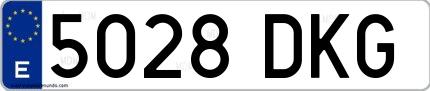 Ejemplo de matrícula española 5028 DKG