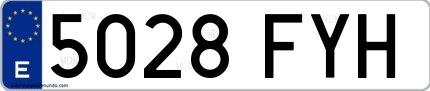 Ejemplo de matrícula española 5028 FYH