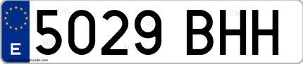 Ejemplo de matrícula de coche ordinaria 5029 BHH