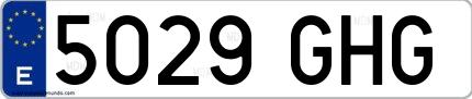 Ejemplo de matrícula española 5029 GHG