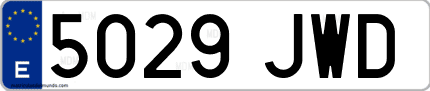 Ejemplo de matrícula de coche ordinaria 5029 JWD