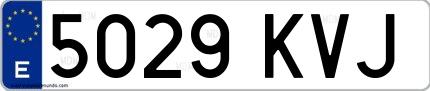 Ejemplo de matrícula española 5029 KVJ