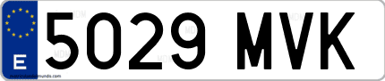 Ejemplo de matrícula de coche ordinaria 5029 MVK