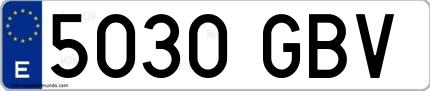 Ejemplo de matrícula española 5030 GBV