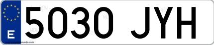 Ejemplo de matrícula española 5030 JYH