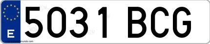 Ejemplo de matrícula española 5031 BCG