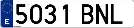 Ejemplo de matrícula española 5031 BNL