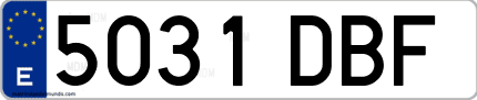 Ejemplo de matrícula de coche ordinaria 5031 DBF