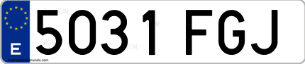 Ejemplo de matrícula de coche ordinaria 5031 FGJ