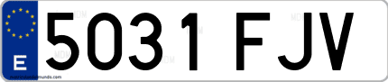 Ejemplo de matrícula de coche ordinaria 5031 FJV