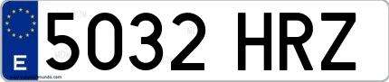 Ejemplo de matrícula española 5032 HRZ