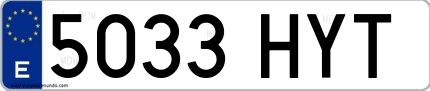 Ejemplo de matrícula española 5033 HYT