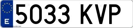 Ejemplo de matrícula española 5033 KVP