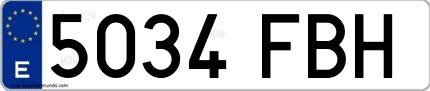 Ejemplo de matrícula española 5034 FBH