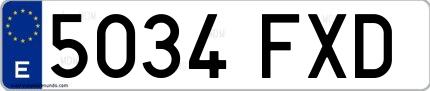 Ejemplo de matrícula española 5034 FXD